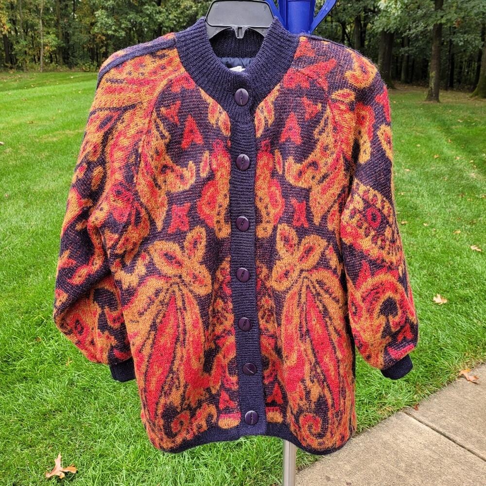 Vintage White Stag Autumn-Tone Lined Sweater Shacket Jacket size Medium